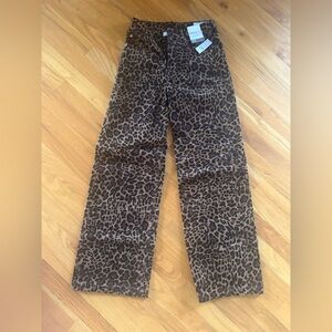 GAP Leopard Print High Rise Wide Leg Pants